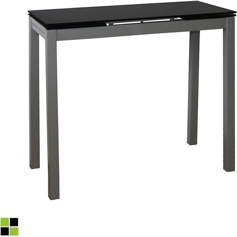 MOMMA HOME Mesa de Cocina Extensible - Modelo Novi - Material Cristal Templado/Metal - Medidas 85/135 x 40 x 76 cm  Color: Black (1/4)