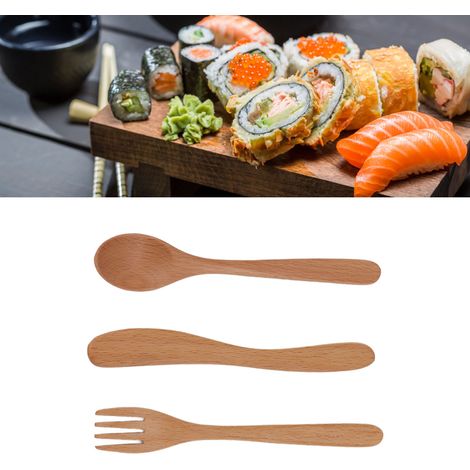 Ensemble de couteaux, fourchettes et cuillères en bois de hêtre, style japonais (1/5)