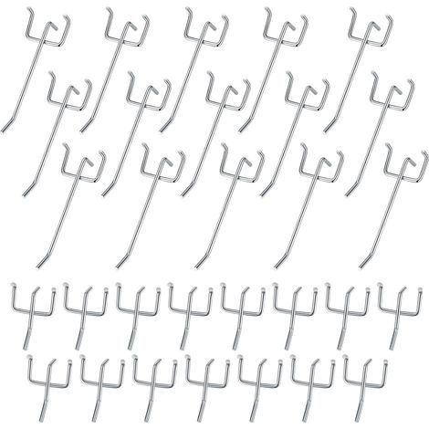 30 Pièces Crochets pour Panneaux Perforés, Crochets pour Panneau Perforé Porte Mural, Crochets Muraux pour Organiser Outils Établi Rayonnages de Magasins - 10cm/5cm (1/5)