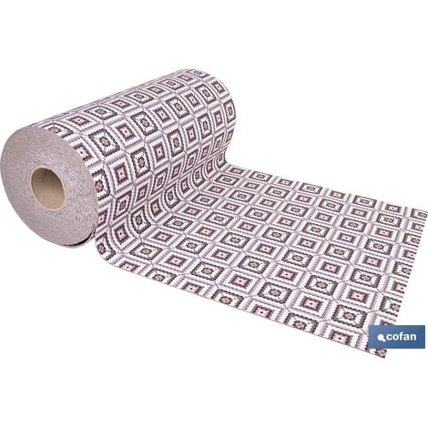 Rotolo di moquette in vinile (15 metri) largo 50 cm con motivo a quadri all'uncinetto (1/4)