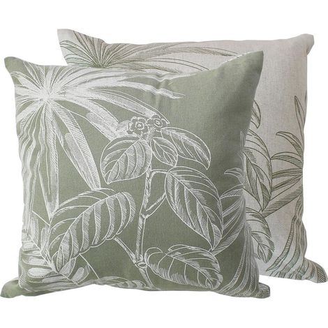 Coussin Déco Imprimé "Mambo" 40x40cm Vert Olive (1/5)