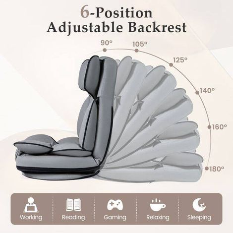 360 Swivel Gaming Chair, Adjustable Backrest, Gray PU Leather (1/5)