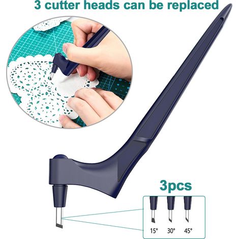 Cutie Pixie – Bastelmesser mit 3 Klingen (15°/30°/45°) aus Edelstahl, 360° drehbar, für Hobby, Kunst, Basteln und Scrapbooking (1/5)