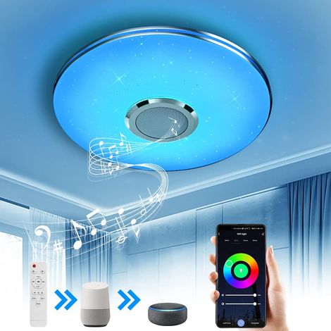 LED-Deckenleuchte mit WLAN-Lautsprecher, RGB-Deckenleuchte mit Fernbedienung und APP-Steuerung, kompatibel mit Alexa Google Home, 36W, Ø29CM [Energieklasse A+] (1/5)
