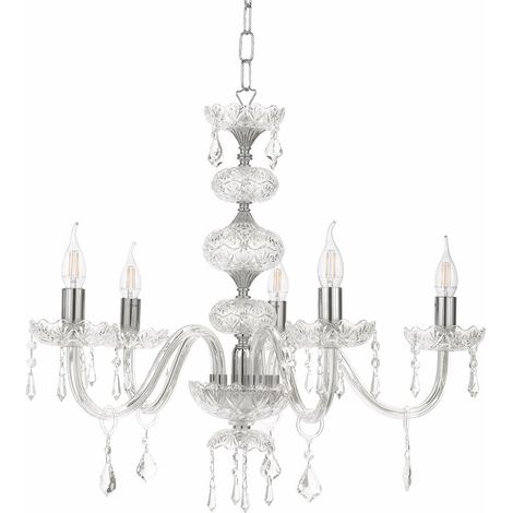 Lustre classique en verre et cristal pour séjour Dallas 5 (1/2)