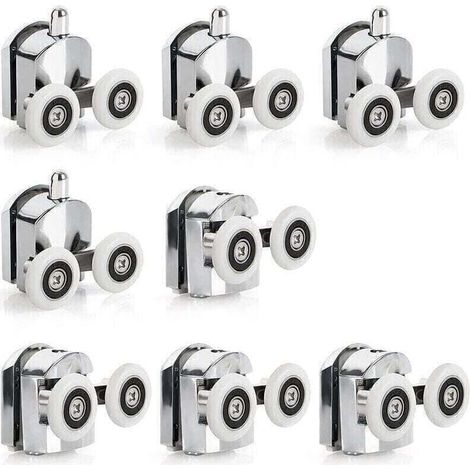 Rollen für Duschschiebetüren, Zinklegierung, Rollen für Duschschiebetüren, 23 mm Durchmesser, Zwillingsräder, Ersatz für Badezimmer (1/4)