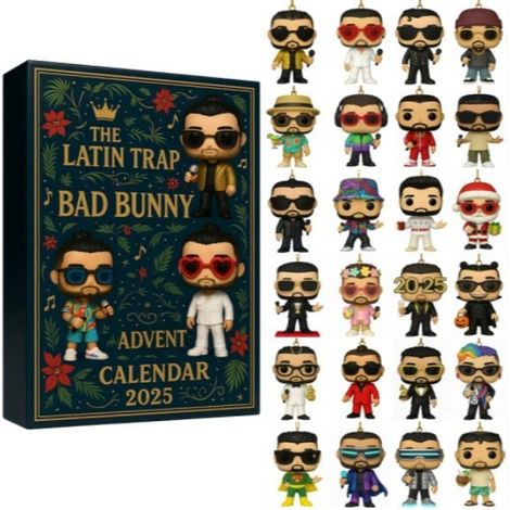 Bad Bunny Advent Calendar, Countdown, Surprise Box, Christmas Tree Decoration, Acrylic Ornament (1/5)