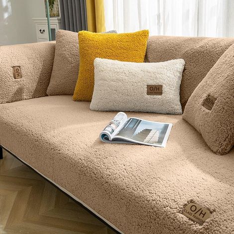 Housse de Canapé d’Angle 4/3/2/1 Places Couvre Canape avec Accoudoirs Matelassée avec Méridien Gauche/Droite - Protection Canapé Anti-Taches en Forme de L (Café,70x70cm/Carré) (1/5)