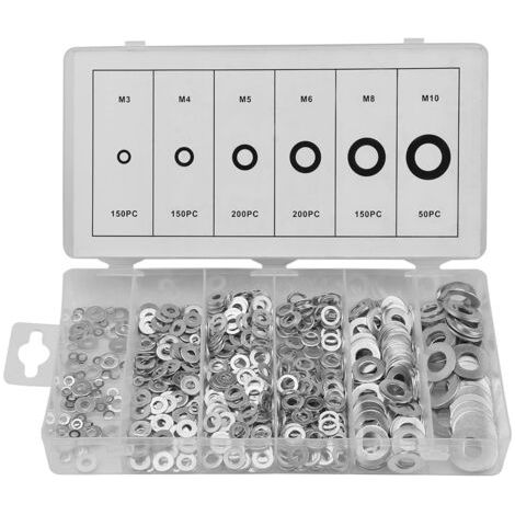 Kit de 900 rondelles plates en acier A3 (M3-M10) avec boîte (1/5)