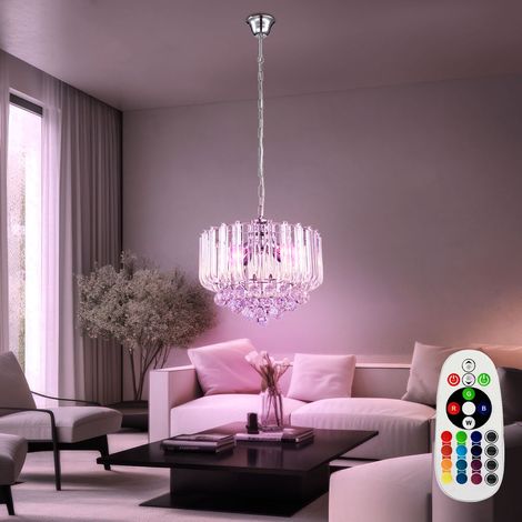 Lampadario a sospensione in cristallo lampada a sospensione in cristallo con telecomando dimmerabile, cromato, 4x 4,8W 470Lm bianco caldo, DxH 35x90 cm