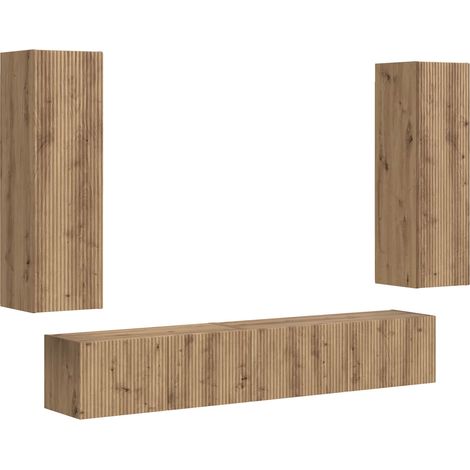 TV Cabinet Set Wall-mounted 3 pcs Artisan Oak Engineered Wood vidaXL (1/5)
