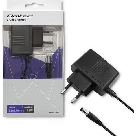 Fuente de alimentación enchufable Qoltec de 7,5 W  7,5 V  1 A  5,5 x 2,1 (1/5)