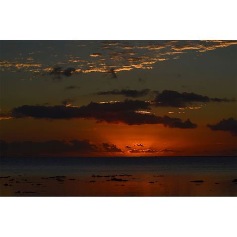 Papier peint panoramique coucher de soleil pour escalier Tapisserie panoramique plage marron & orange Papier peint panoramique paysage idéal couloir (1/2)