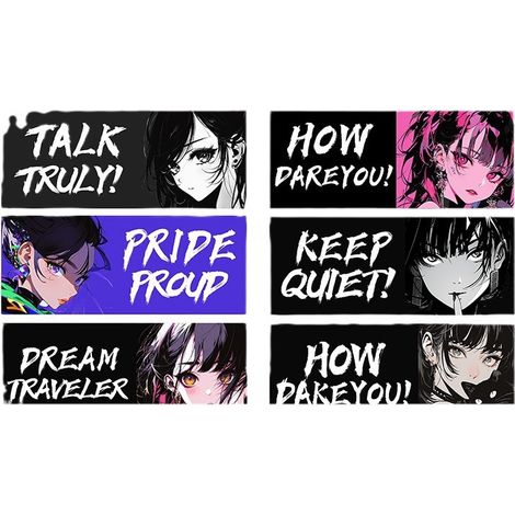 Autocollants d'anime, autocollants de personnalisation au laser, autocollants JDM pour filles du monde de l'anime, masquage des rayures (6 pièces) (1/5)