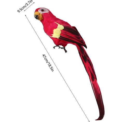 Loro artificial, plumas artificiales, decoración para interiores y exteriores, recuerdos para fiestas – Ave artificial con plumas y espuma – 47 cm – Colores naturales (1/5)