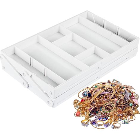 Organiseur d'ustensiles – de tiroir maquillage  Plateau rangement extensible à 2/3 niveaux pliable pour gadgets cuisine, coiffeuse, - (1/5)