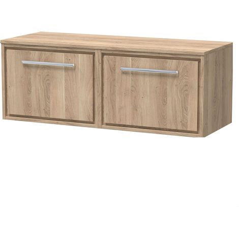 Longnor 1 Drawer Wall Hung Vanity Unit with Worktop, Light Oak, 600mm