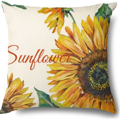 Lot de 4 tournesol Housse de Coussin d'extérieur,Housses de Coussin en Canapé et Moderne Housse Coussin pour De Canapé, 45 x 45 cm (1/5)