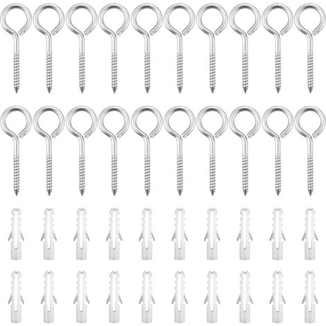 20 Pieces Screw Eye Bolts, M5 x 65 mm 304 Stainless Steel Screw Eyelets (1/5)