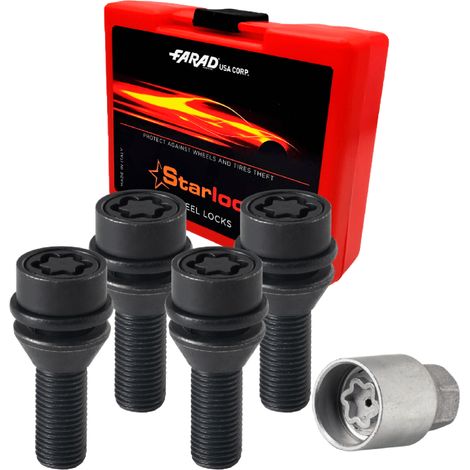 Vis de roue antivol pour Lotus Eletre/ Emeya dès 2024 M14x1,5 acier Noir lot de 4 avec clé (1/5)