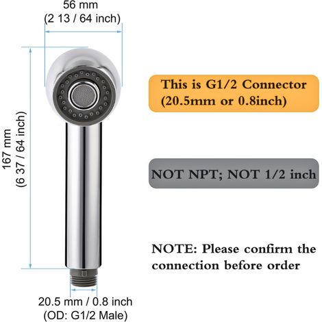 Soffione doccia staccabile a 2 funzioni per rubinetto da cucina, ugello universale G1/2, connettore miscelatore per lavello - ALTRO (1/3)