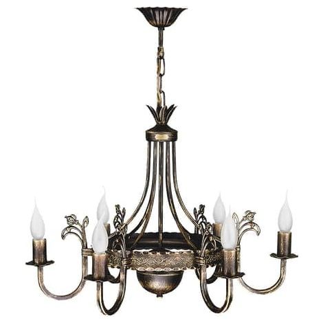 Lustre rétro chandelier bronze patiné 6xE14 11W Jupiter (1/2)