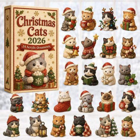 Chat qui prend le thé de Noël calendrier avent 2026 2D