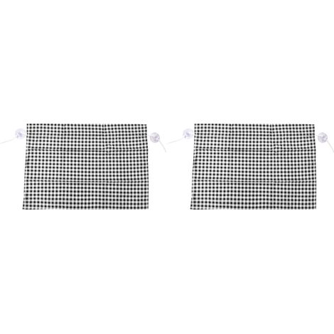 Lot de 2 rideaux pare-soleil latéraux anti-UV pour voiture, motif quadrillé, avec ventouses - Noir quadrillé (1/5)