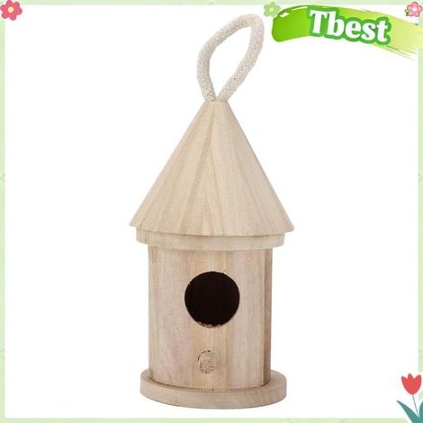 Tbest Maison d'oiseau ronde pour l'extérieur Maison d'Oiseau Ronde Suspendue Maison animalerie voliere Petite taille 5 avec corde (1/5)