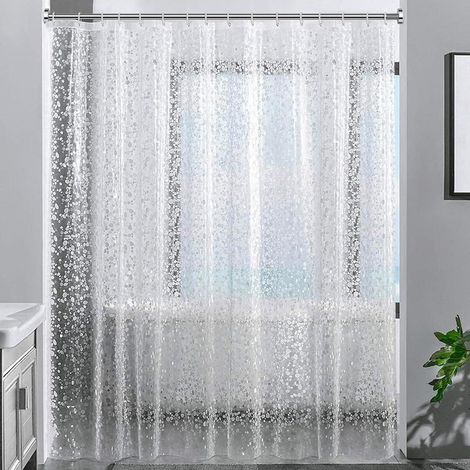 Duschvorhang 3D Steinmuster Transparent 240x200cm EVA Wasserdicht Anti Schimmel (1/5)