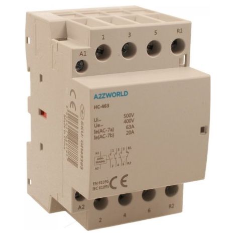 Teleruttore Contattore Modulare AC 4P 3M 3NO+1NC 63A AC 400V IP20 IEC61095 / IEC60947-4-1 HC-463