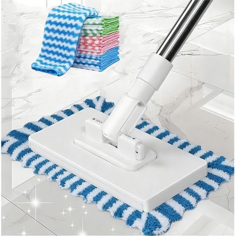 Automatique de Changer de Tissu Balai serpillère avec 360 ° tête rotative Mains Libres Snap-Grip Design réutilisable jetable Compatible Comprend 10 Chiffon de Nettoyage et de séchage