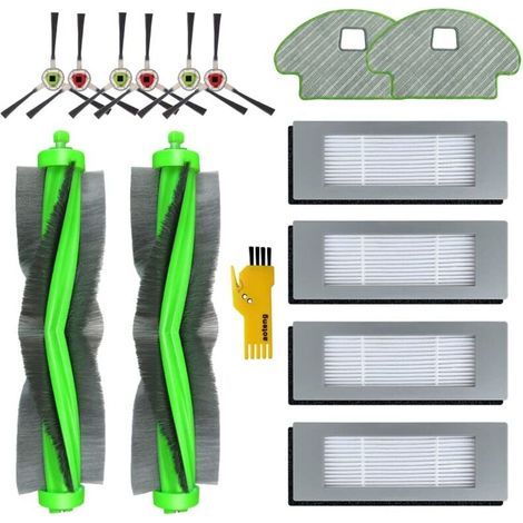 Kit de accesorios de repuesto para la aspiradora robot iRobot Roomba Combo R111840 R1138: 14 piezas que incluyen 2 cepillos principales, 4 filtros, 6 cepillos laterales y 2 paños de limpieza. (1/4)