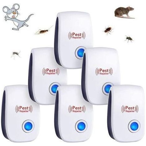 Packung mit 6 Ultraschall-Insektenabwehrgeräten für den Innenbereich, tötet Mücken, Mäuse, Kakerlaken, Nagetiere, Ameisen, Spinnen und andere Insekten. (1/4)
