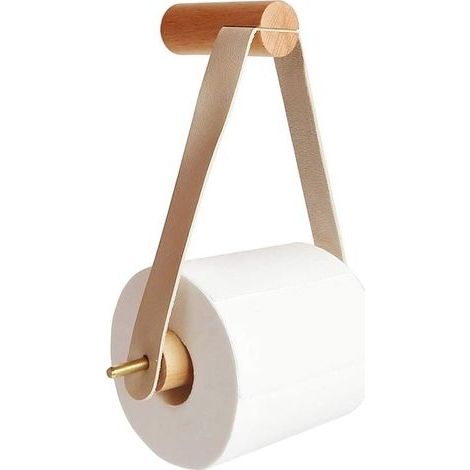 Kreativer Toilettenpapierhalter aus Holz, Badezimmeraufbewahrung, Papierhandtuchspender, Toilettenpapierhalterbox, Badezimmeraccessoires (Weiß) (1/4)
