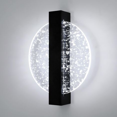 Applique Murale LED Ronde 12W 1500LM Moderne Noir,Luminaire Mural pour Salon Chambre Couloir Studio,6500K Blanc Froid (1/4)