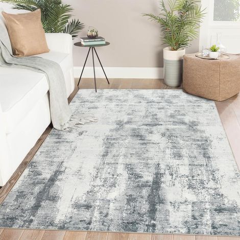 Teppich Wohnzimmer Kurzflor waschbar modern abstrakt 120 x 170 cm Grau (1/5)