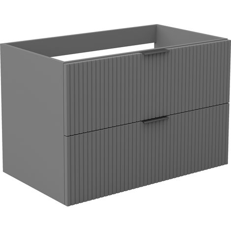 AICA Meuble de salle de bain suspendu 80 cm Anthracite + 2 tiroirs, avec Poignées - sans compter vasque