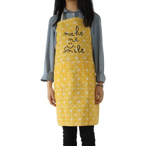 Tablier de cuisine, résistant à la chaleur, imperméable aux éclaboussures, respirant (jaune)