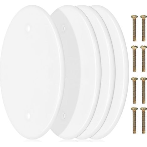 4 pièces Lot de Plaques de Recouvrement Rondes Blanches pour Plafond Cache-trou Électrique Mural Installation Facile sans Outil Design Minimaliste (1/4)