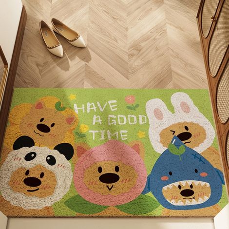 Ede Cacahuètes, 40 x 60 cm, boucle en soie Tapis d'entrée à motifs de dessins animés, résistant aux taches et facile à nettoyer, tapis en soie bouclée pour la maison, entrée, résistant à l'usure et an (1/5)