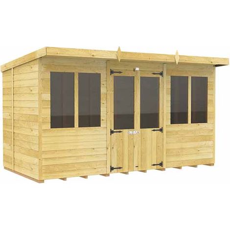 12ft x 5ft Pent Summer House - Wood - L147 x W358 x H201 cm