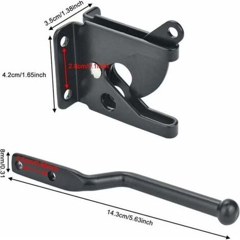 Verrou de porte automatique noir loquet de porte de jardin automatique serrure de porte de jardin avec 6 vis pour porte de clôture de ferme de saule-- (1/5)