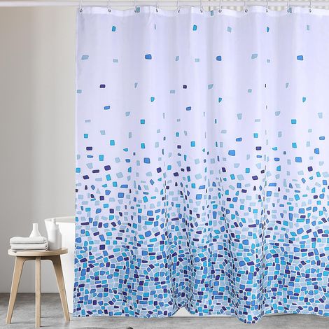 (mosaque Motif - Bleu, Single Pack)rideau De Douche, Pour Baignoire Et Salle De Bains, Lavables, Anti-moisissure Et Antibactrien 180 X 180 Cm (71 (1/5)