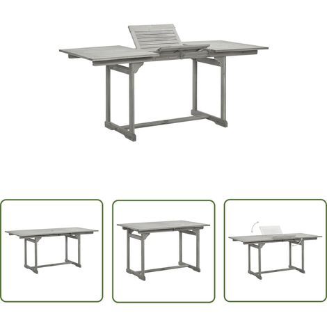 The Living Store Table à dîner de jardin (120-170)x80x75 cm Bois d'acacia massif - Table De Jardin - Table Extensible - Table En Acacia - Mobilier De Jardin - Décoration Extérieure (1/5)