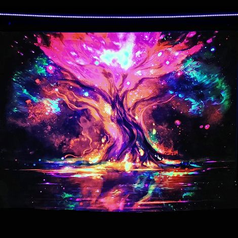 Décoration murale Arbre de Vie 180 x 230 cm, fluorescente – psychédélique
