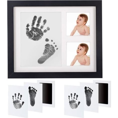 Cadre Empreintes Bébé - Clean-Touch - Noir - Bois Massif - Décoratif - Cadeau Naissance (1/4)