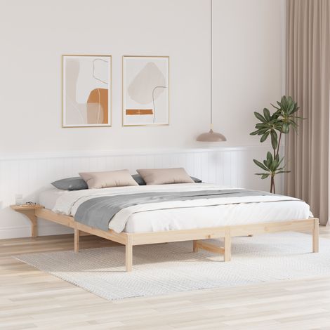 vidaXL Cadre de lit Naturel 200 x 200 cm Pin massif (1/5)