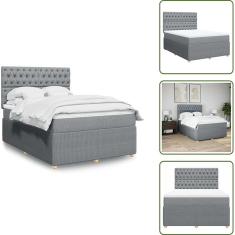 Sommier à lattes de lit avec matelas Gris clair 160x200cm Tissu - Sommier À Lattes De Lit - Sommiers À Lattes De Lit - Lit - Meuble De Chambre À Coucher (1/5)