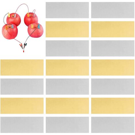 10 paires d'électrodes en zinc et cuivre pour expériences scientifiques de production d'énergie à partir de fruits-5.5X2.5X0.1CM (1/3)